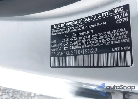 2015 Mercedes-Benz C 300 Sport 4Matic z USA, uszkodzony, nr VIN 55SWF4KB2FU018328